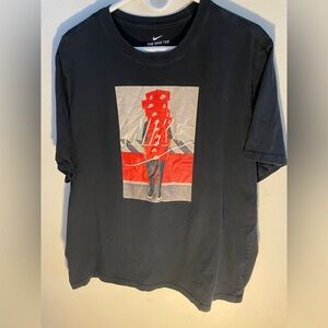 Nike Black Tee with Red Graphic Design